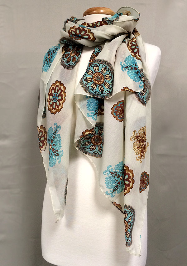 Symbolic of flower print folkloric pattern scarf