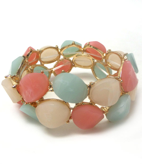 Multi shape acrylic stone stretch bracelet