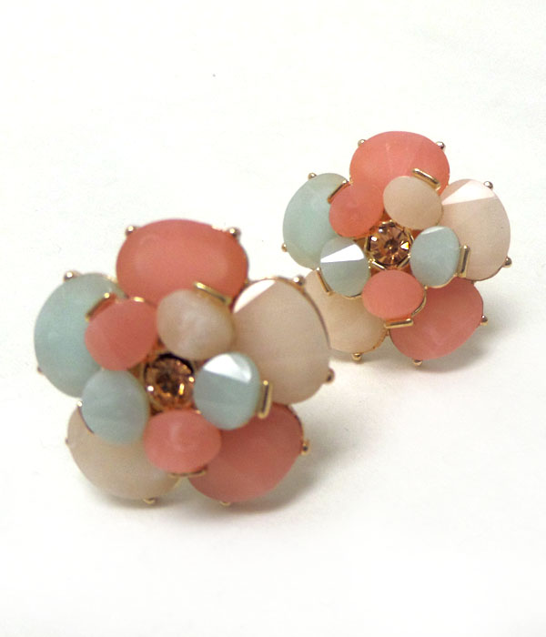 Acrylic stone and crystal center flower earring