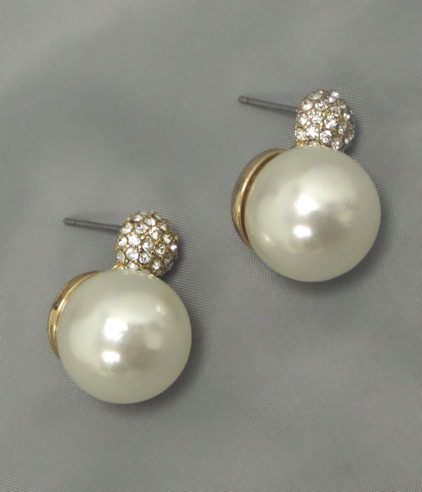 Crystal and pearl stud earring