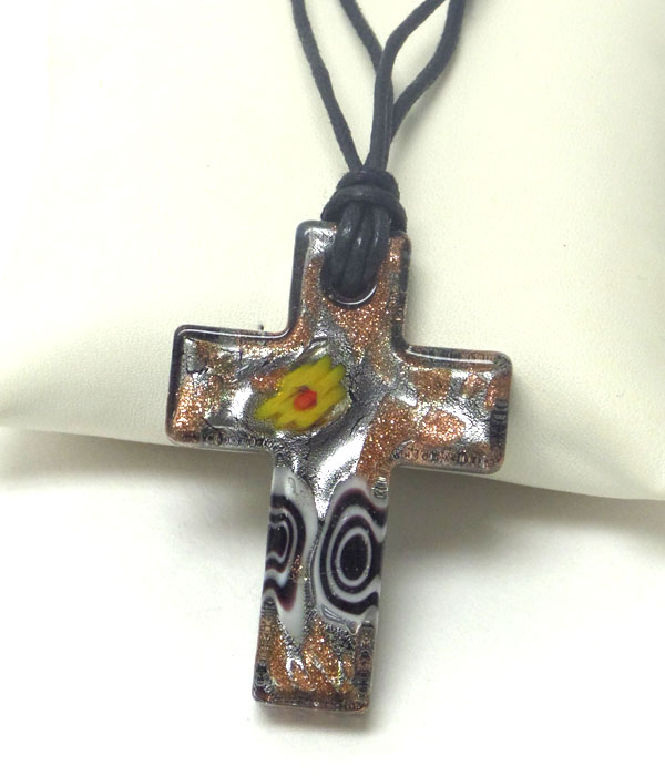 Murano glass cross necklace