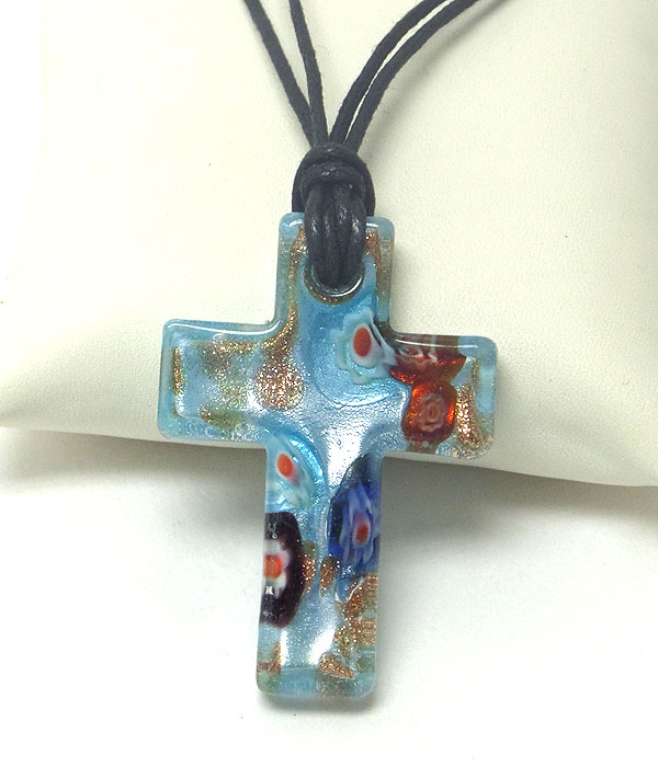 Murano glass cross necklace