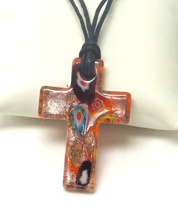 Murano glass cross necklace