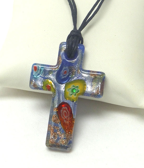 Murano glass cross necklace