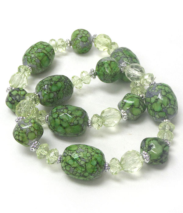 Marble print bead double stretch bracelet