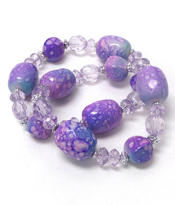 Marble print bead double stretch bracelet