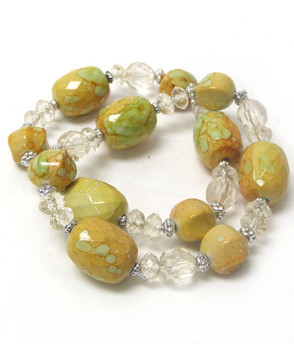 Marble print bead double stretch bracelet