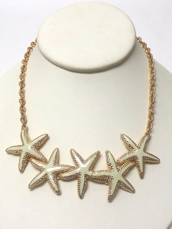 Multi epoxy starfish link necklace