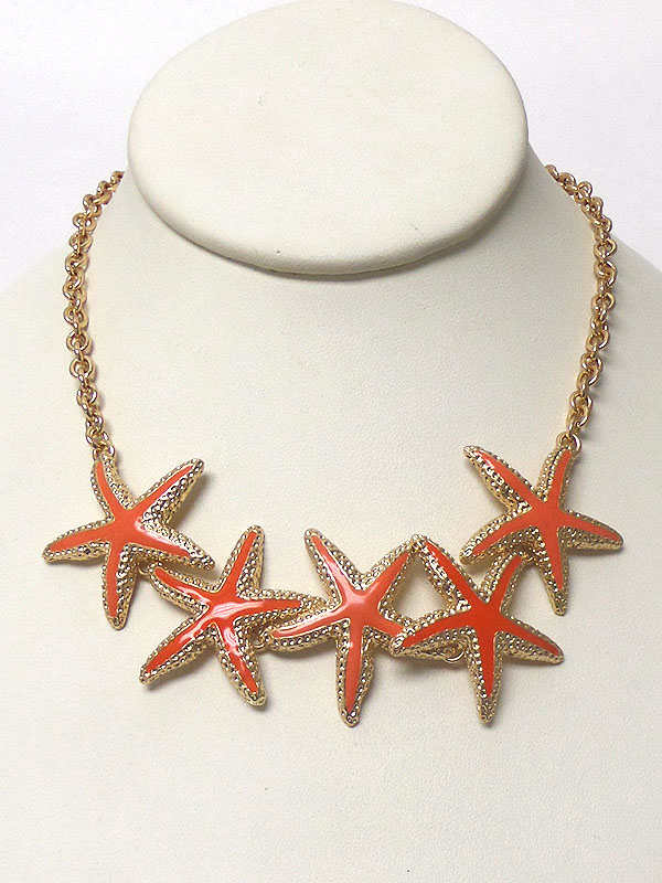 Multi epoxy starfish link necklace