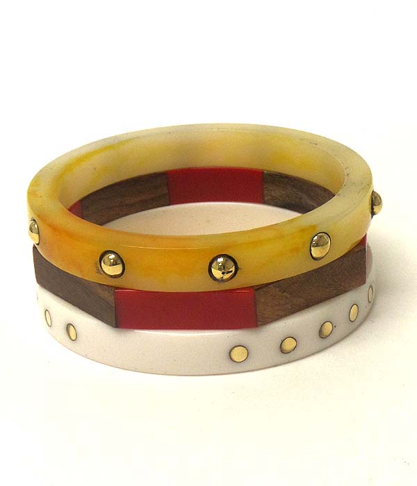 Formica and wood bangle bracelet set of 3