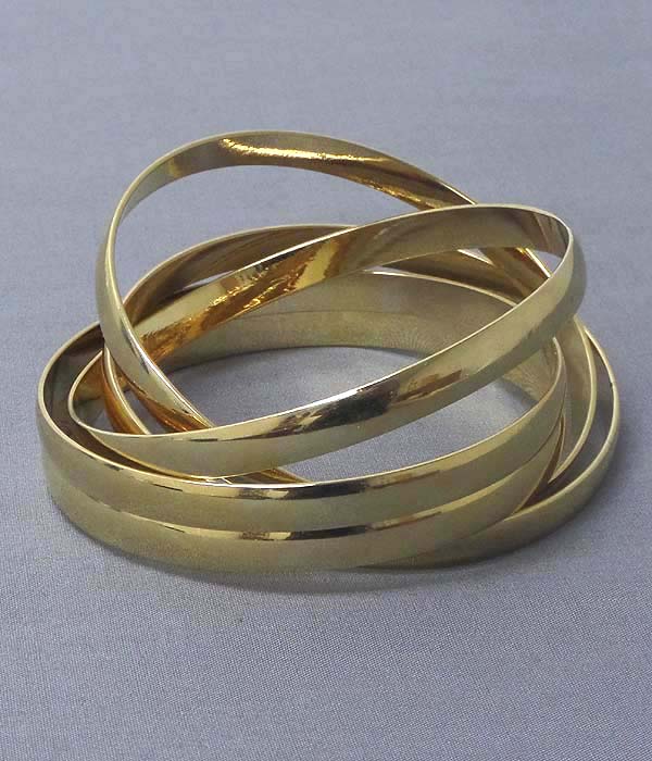Electro plating five metal bangle link bracelet