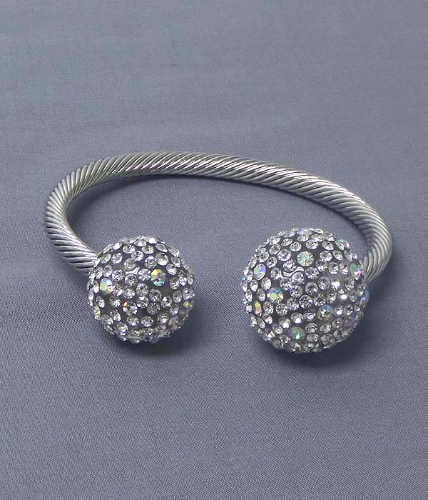 Electro plating big crystal ball end cable bracelet