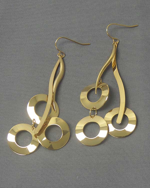 Electro plating metal donut drop earring