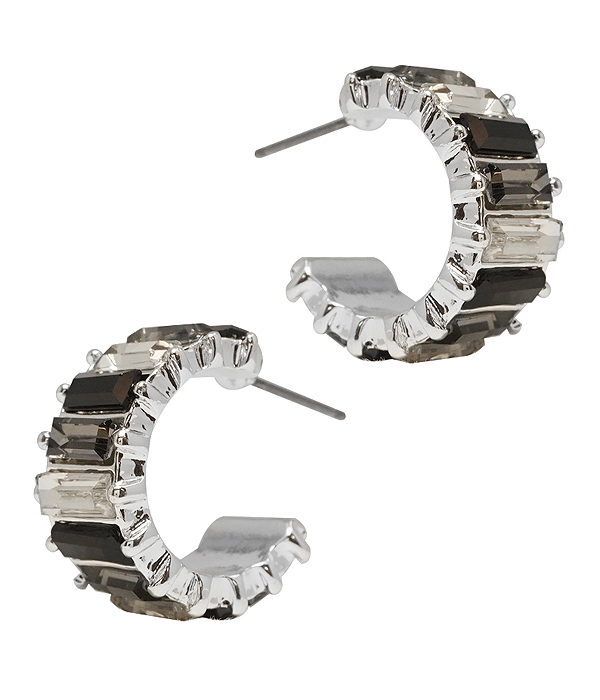 MULTI BAGUETTE CRYSTAL HOOP EARRING