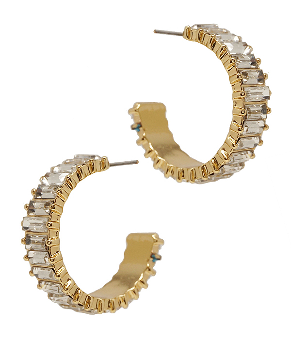 MULTI BAGUETTE CRYSTAL HOOP EARRING