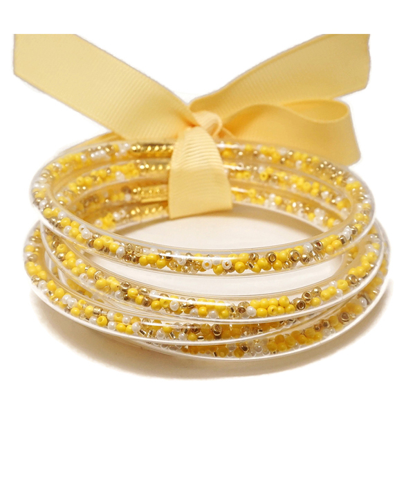 Multi seedbead in multi jelly tube bracelet set
