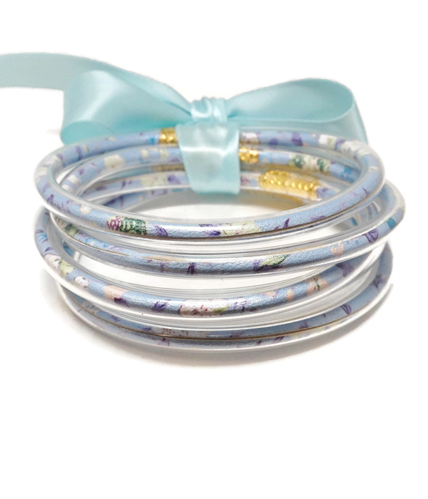Faux leather in multi jelly tube bracelet set