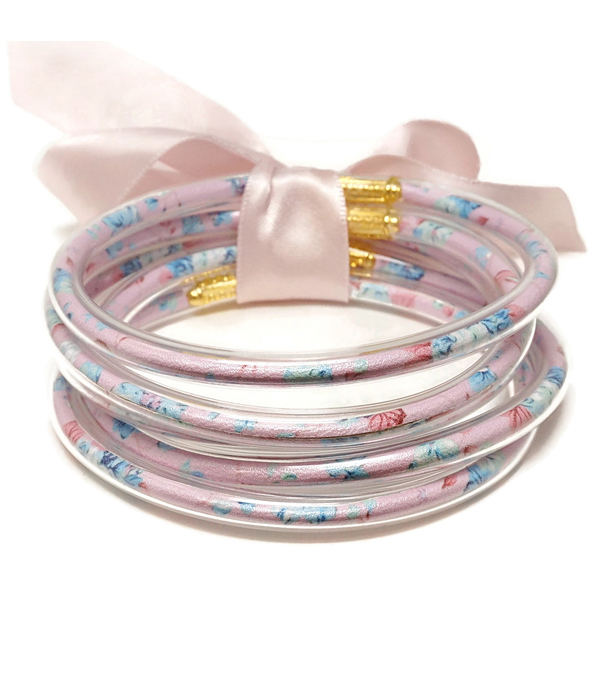 Faux leather in multi jelly tube bracelet set