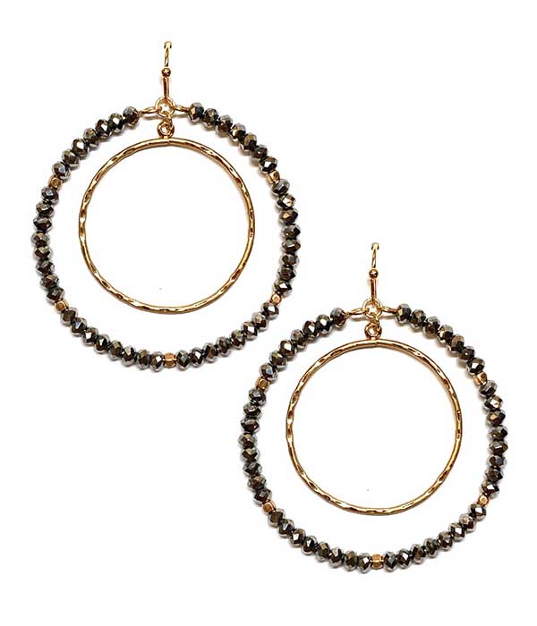 MULTI GLASS BEAD DOUBLE HOOP DROP EARRING