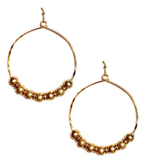 MULTI METAL BALL BEAD WIRE HOOP EARRING