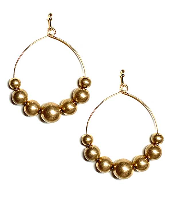 MULTI METAL BALL BEAD WIRE HOOP EARRING