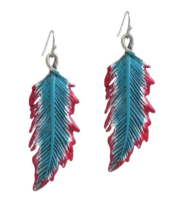 Metal feahter earring
