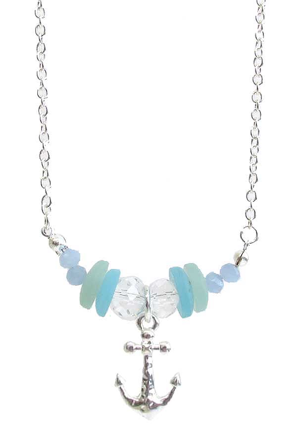 Sealife theme seaglass necklace - anchor sea glass