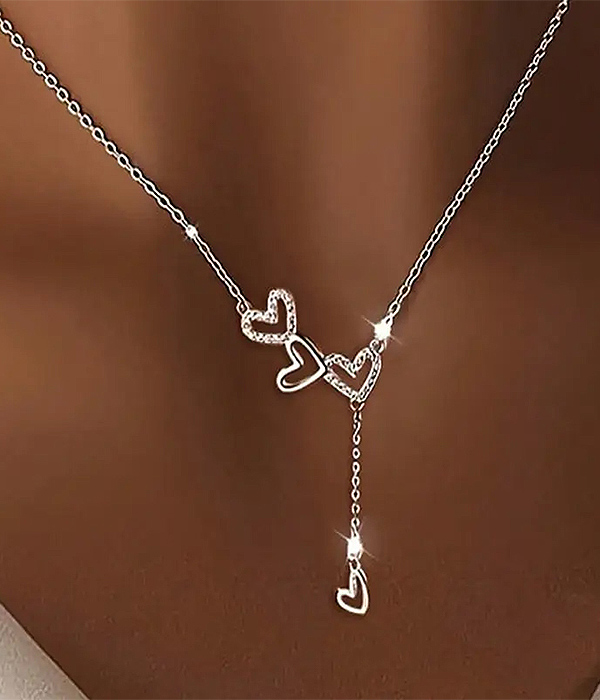 Stainless steel multi heart necklace