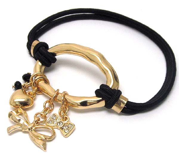 Crystal deco multi ribbon dangle hairband and bracelet in one