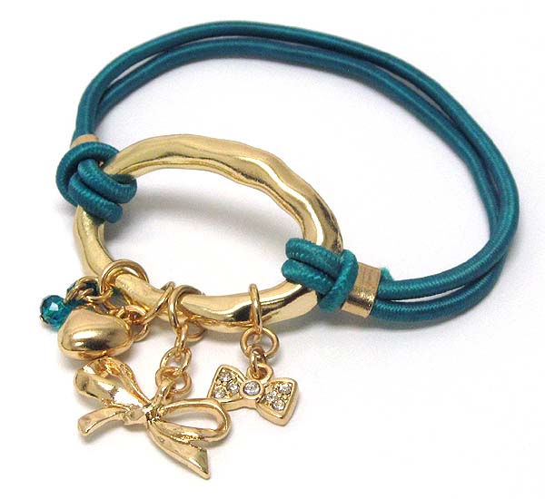 Crystal deco multi ribbon dangle hairband and bracelet in one