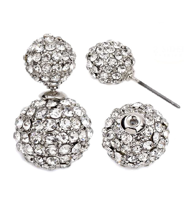 Crystal fireball double sided front and back earring