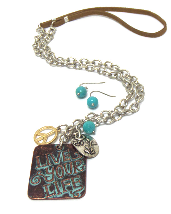 Live theme charm necklace set