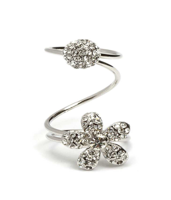 Crystal flower and fireball 2 layer ring