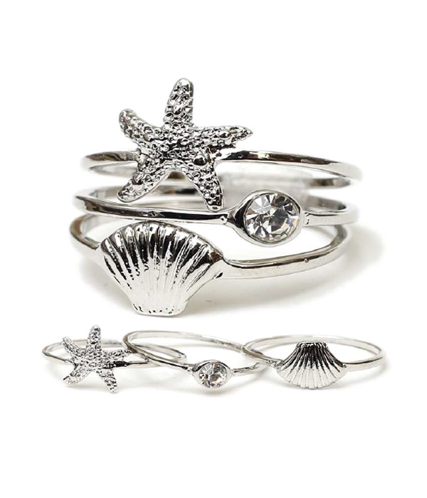 Sealife stackable multi ring combo set of 3