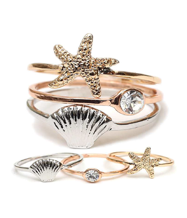 Sealife stackable multi ring combo set of 3