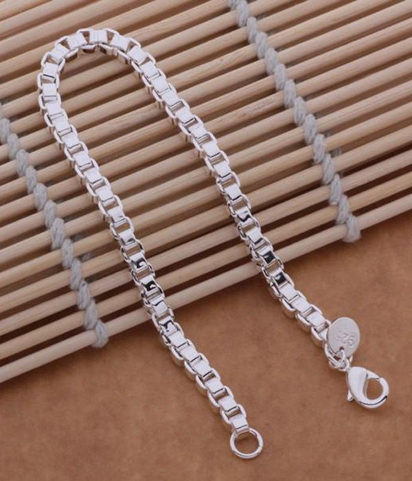 925 sterling silver plated chain bracelet