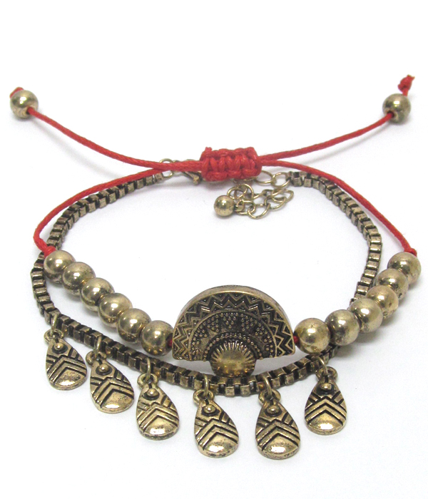 Bohemian style pull tie bracelet