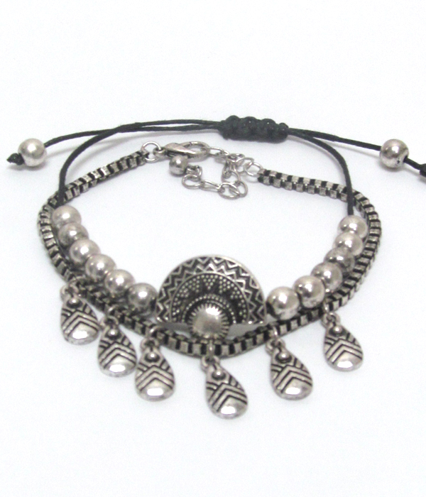 Bohemian style pull tie bracelet