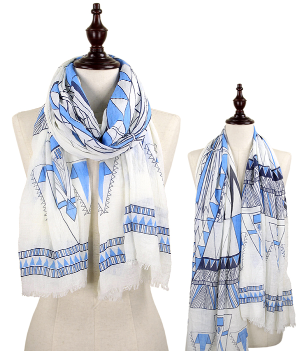 ETHNIC PATTERN OBLONG SCARF - 100% POLYESTER