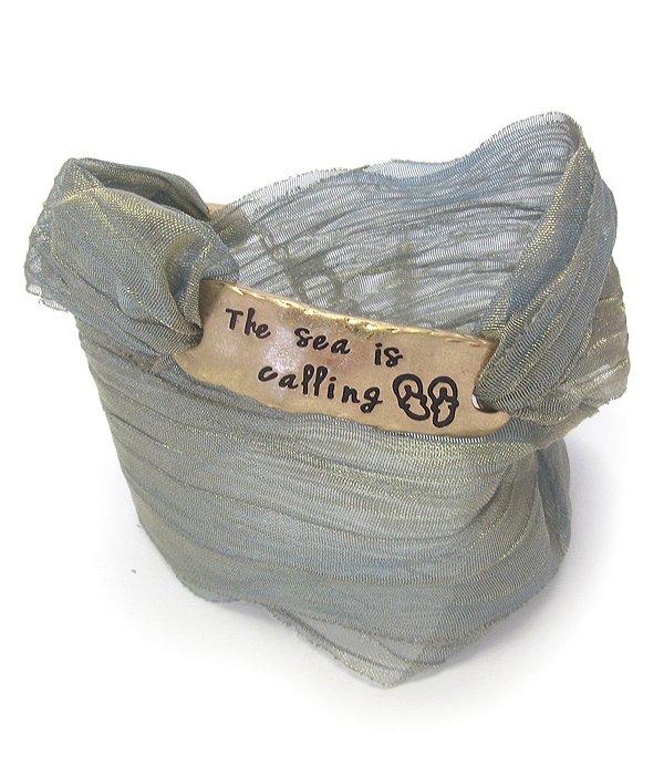 Sealife theme double wrap fabric bracelet - the sea is calling