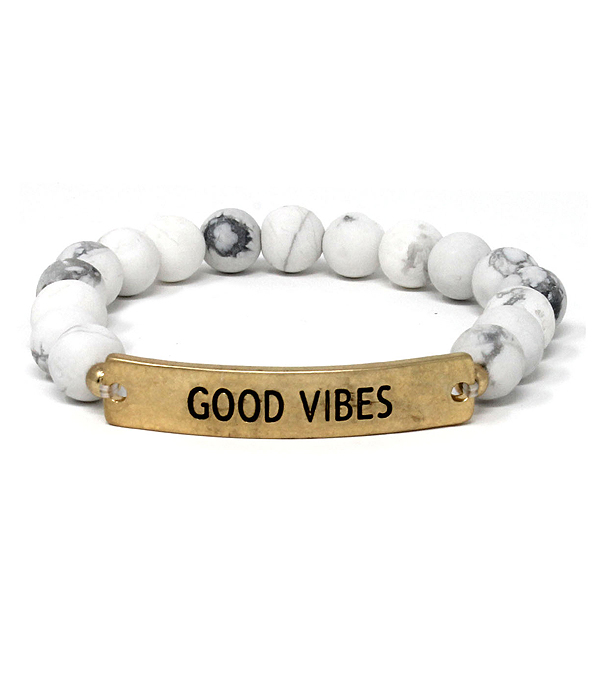 INSPIRATION SEMI PRECIOUS STONE STRETCH BRACELET - GOOD VIBES