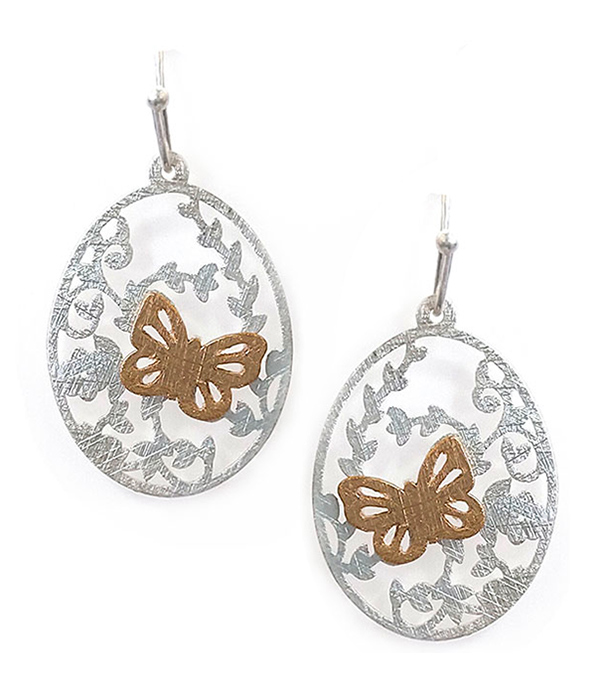 SCRATCH METAL BUTTERFLY GARDEN EARRING