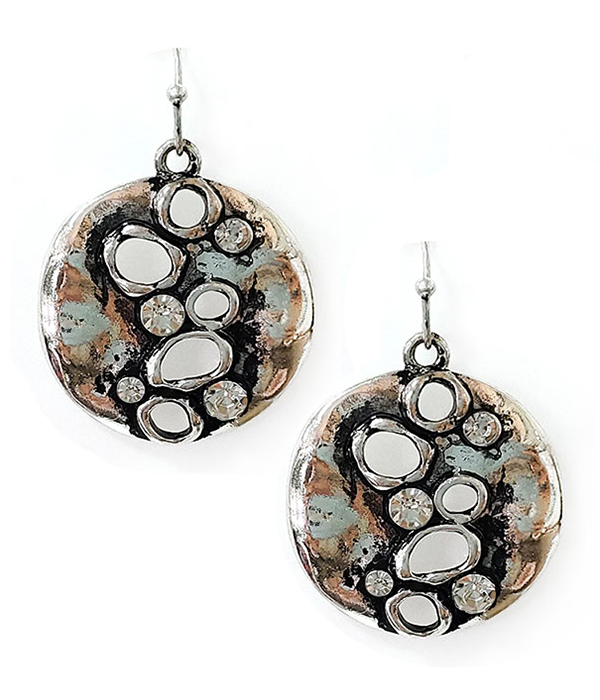 ANTIQUE STYLE PAINTED DISC EARRING