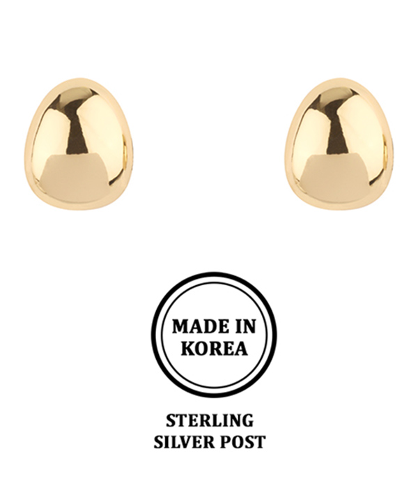 18k gold dipped golden pebble studs earring