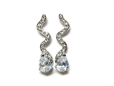 Crystal and cubic zirconia waved drop earring