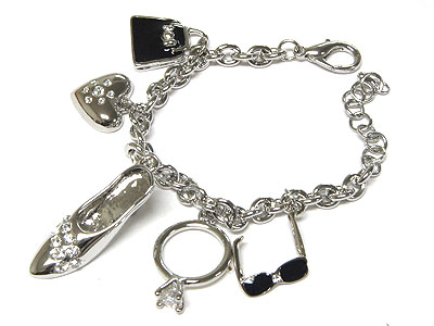 Crystal deco women fashion outfit theme charm bracelet