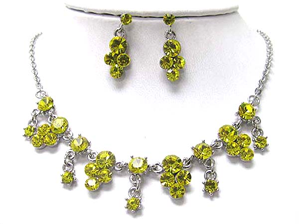 Austrian crystal ball dangle necklace and earring set 