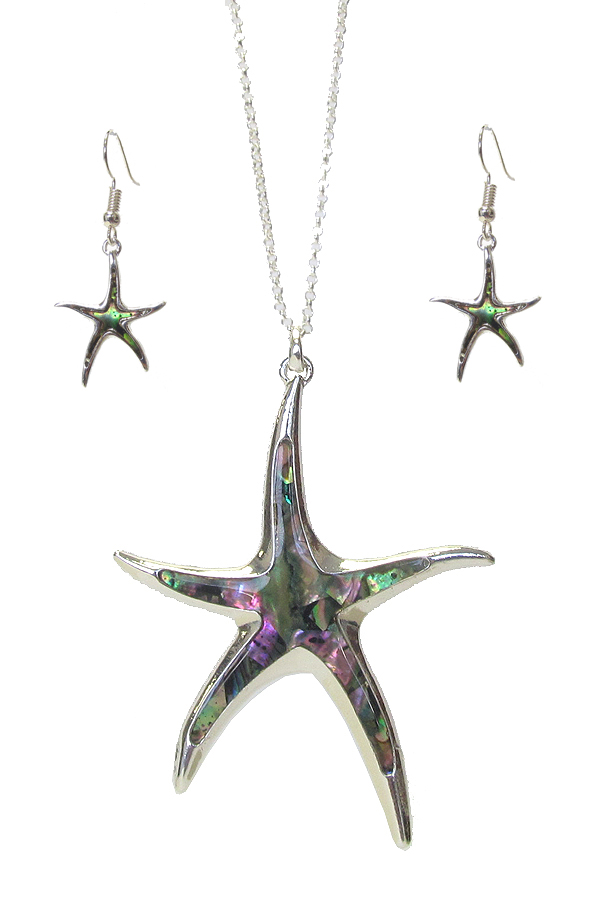 ABALONE STARFISH PENDANT NECKLACE SET