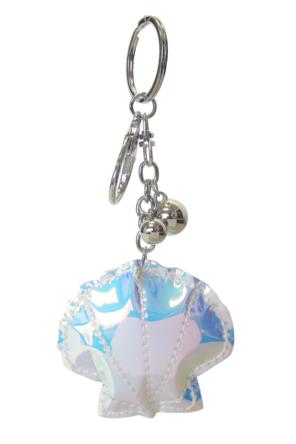 Shiny puffy cushion key chain - shell