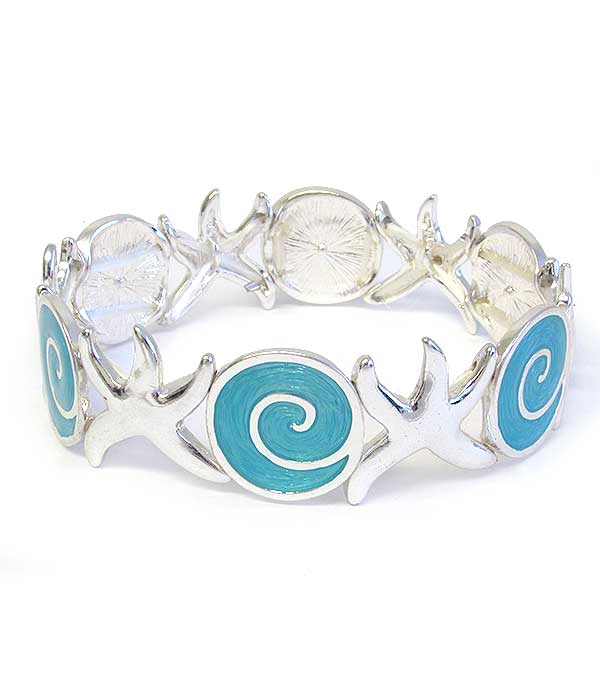 SEALIFE THEME STRETCH BRACELET - WAVE AND STARFISH